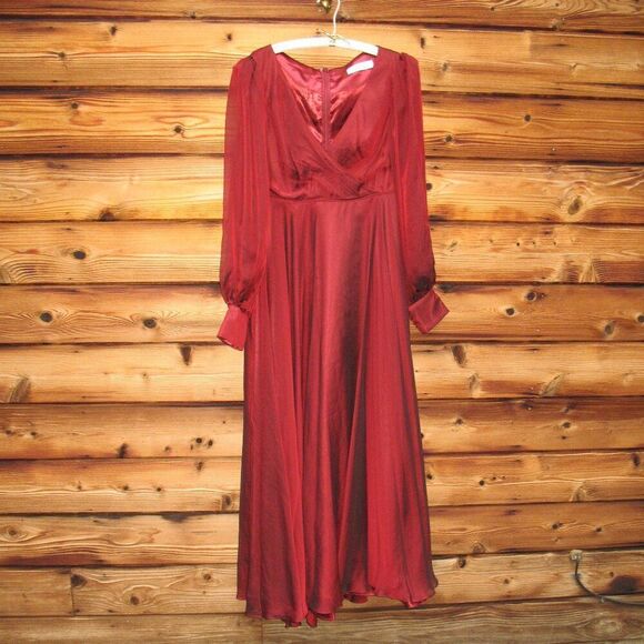 MAC DUGGAL 67873 Womens Sheer Blouson Sleeve Surplice Gown - Picture 5 of 12